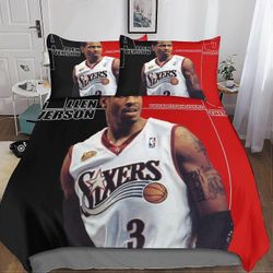 Kerota Allen Iverson vuodevaatteet NBA 3D -tulostetulla pussilakanalla, mikrokuituinen vetoketjusuljin tyynyliinoilla, pojille, tytöille ja aikuisi...