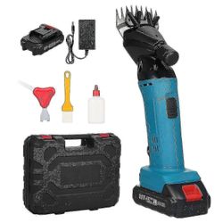 9-hampainen 6-nopeuksinen säädettävä litiumionivillaleikkurisarja Litiumioniparranajokoneen leikkauskone-TF EU-pistoke - 2 paristoa