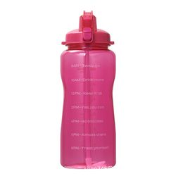 Unbrand 2000ml motiverende udendørs og rejse vandflaske med tidsmarkør og halm, lækagesikker Tritan Bpasports Flaske Rød