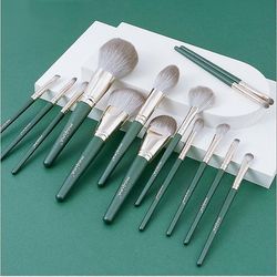 Witdreamer 14 stk Makeup Brush Set Green Træ Håndtag Super Soft Beauty Tool