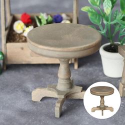 1/12 Dukkehus Spisebord Vintage Retro Rundbord Spisestue Møbler