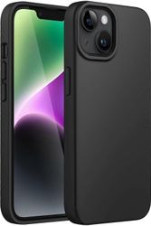 Silikonikotelo iPhone 14:lle 6,1 tuuman, silkinpehmeä kosketus koko kehon suojaava puhelinkotelo, iskunkestävä kuori mikrokuituvuorella (musta) iPh...