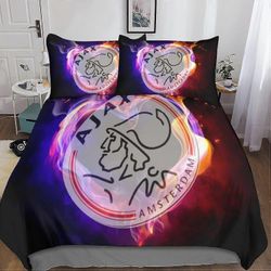 Kerota Ajax logo pussilakana, D-painatus, jalkapallo urheilu vuodevaatteet pussilakana vetoketjulla ja tyynyliinat Double Single135x200cm