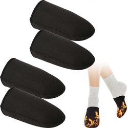 2 paria neopreenivarpaanlämmittimiä, mustat lämpövarvassuojat, pitkäkestoiset pitävät kuumien jalkojen lämmittimet, talviset jalkalämmittimet L