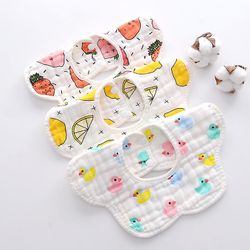 Uclac 1Pc Baby Bibs roterende bomuldsblomst 6 lag gaze Muslin Baby Kid Bandana hagesmække Rød