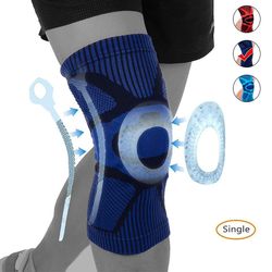 Ny 1 stk fitness kører knæ støtte beskytte sport seler knæpude elastisk nylon silicium polstret gym kompression knæ pad ærme Mørkeblå L