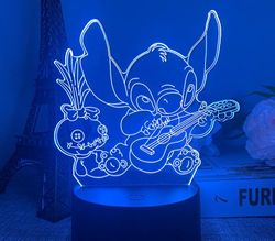 Wekity Wekity 3d Stitch Kreativ Gave Fjernkontroll Berøring Fargerik Usb Skrivebord Lampe Stitch 2 Usb Svart Touch Fjernkontroll 16 Farger