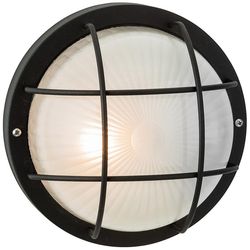 Firstlight Lighting Ret 1 Lys Udendørs Skot væg, Flush Light Sort, Mattered Glass IP44, E27