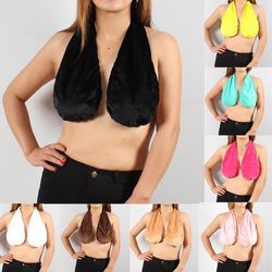 Sztlv Håndklæde BH Bad Hængende hals Indpakket Stort bryst Amning Bralette Top Bandeau Tops Rød