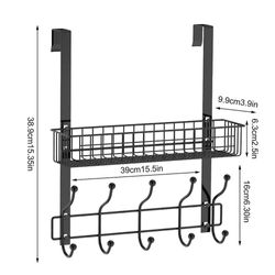 Scvvd Organizer til dørbagside Organizer hylde med hulfri installation Robust jern Organizer med Dobbelt sort