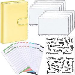 A6 Binder Budget Planner Notebook Dækker Mappe Størrelse 6 hul lommer Plast Lynlås Penge Saving Envelope Gul