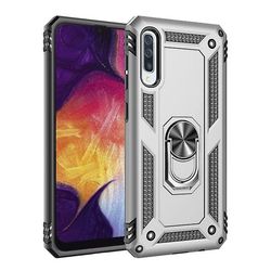 AIR Stødsikker rustningsetui med 360 _ Roterende magnetisk holder til Samsung Galaxy M20 - Sølv