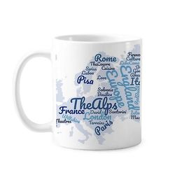 Kort Europa Landmark Geografi Wordcloud Krus