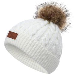 Mikasa Toddler Baby Kids Strikket Hue Aftagelig Hvid