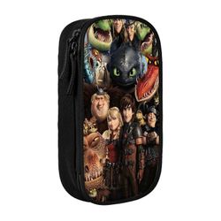 i406 Kuinka kouluttaa lohikäärmeen hampaatonta kynäkoteloa suurikapasiteettinen kynäkotelo kaksinkertaiset vetoketjut kynälaukku toimiston paperita...