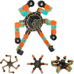 AIR Finger Spinning Top Focus Legetøj med transformerbar kæde mekanisk spiral twister (Orange)