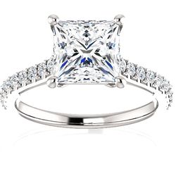 Pompeii3 2 3/4 Ct Princess Cut Lab Grown Diamond Forlovelsesring 14k hvidguld