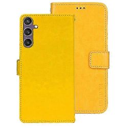 IDEWEI Galaxy S24 FE -kotelo - Crazy Horse -nahkainen jalustan kansi, joka on yhteensopiva Samsung S24 FE:n kanssa Keltainen