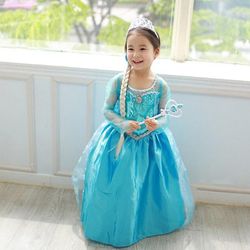 Bestdaily Kids Girls Frozen Elsa Dress Mesh Princess kjoler 3-8 år Blå 3-4 Years