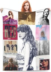 Taylor Swift Singer Blanket Kast Taylor Flanell teppe for Home Bed Varm Soft Taylor Party Dekorere Samling 80x60inche