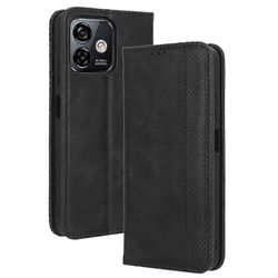 Foxdock Yhteensopiva Ulefone Note 16 Pro -kotelon magneettisulkimen vintage-kuvioidun PU-nahkaisen lompakon kannen kanssa, jossa korttipaikat Musta