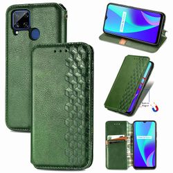 Kompatibel med Realme C15 Flip Case Etui Vintage Wallet Flip Cover med magnetisk lukning Coque - Blå grøn