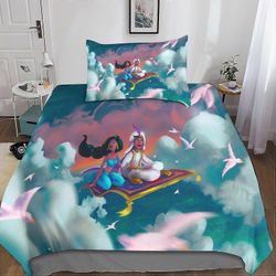 Kerota Aladdin-painettu vuodevaatteet D pussilakana Lasten sängyt mikrokuitupussilakanoissa Lohdutussetti tyynyliinalla Single 135*200 CM Double200...