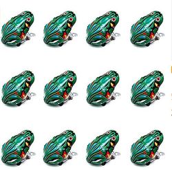 Handuo 12 stk Urværk Forår Frog Legetøj Green Metal Jumping Frog