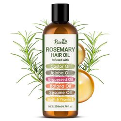 100 % puhdasta rosmariiniöljyä hiusten kasvuun castor-, batana- ja jojobaöljyllä - sisältää biotiinia ja E-vitamiinia - Tehokkaiden hiusten kasvua ...