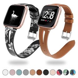 Læderbånd til Fitbit Versa Lite/versa/versa 2 Læderurbånd Smartwatch Slanke armbånd Udskiftning Trekant Hul Design Rem