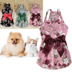 Åndbar blomst Print Cloth Pet Kjole Hund Nederdel Forår Hund Tøj Pink XL