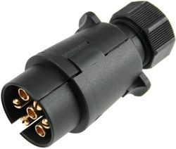 Linkrunning 7-polet anhængerstik, han, bilstik, campingvogn, 12 v sort