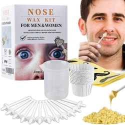 Nesevokssett for menn, nesehårfjerner, 50g voks, ører nese hårfjerner voks sett med 10 papirkopper