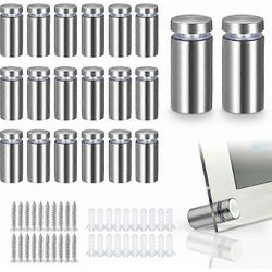 2024 20 kpl lasivälike, ruostumattomasta teräksestä valmistettu seinäteline mainoskynsiin, levyihin ja kylttinäyttöihin (hopea)