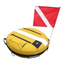 Vapaasukelluskoulutuspoiju kelluva pallo lipun turvavarusteilla, keltainen