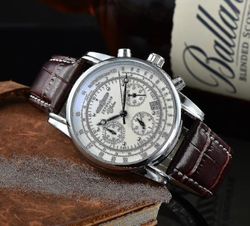Ny Zeppelin Watch Top Vanntett skinn Business Casual Quartz Watch menns tre øyne multifunksjons kronograf klokke Type 4