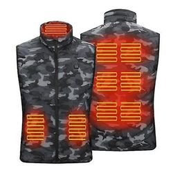 Lauwodun Smart Opladning Opvarmning Undertrøje Opvarmning Undertrøje Down Bomuld Varmetøj Elvarme Bomuldsjakke - Camouflage 9 Område 2XL