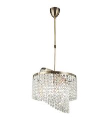 Inspired Lighting Inspireret Diyas - Cortina - Teleskoploft Vedhæng 6 Lys med justerbare ringe Antikke Messing, Crystal