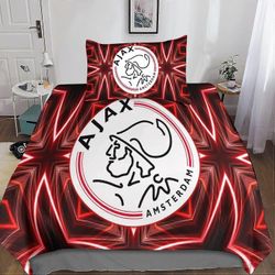 Kerota Ajax-logopussilakanasetti D, jalkapallourheilupainettu vuodevaatesetti tyynyliinalla teini-ikäisille ja aikuisille Singlexc Single135x200cm