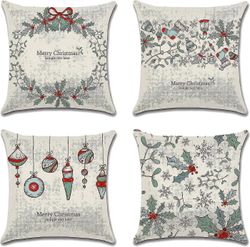 Btcv Stykker Christmas Pute Cover 45x45cm Christmas Pillow Case Bomull og sengetøy God jul dekorative putevar for sovesofa soverom stol hage