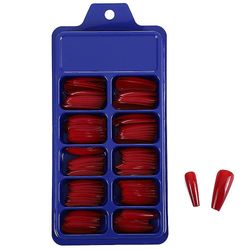 Varychmoo 100pcs Lang akryl kunstige falske negle Tips Stick på fuld nail manicure Rød