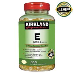 Kirkland Signature Vitamin E pehmeät geelit, 500 ea