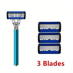 Fabric Shavers Razor Classic 6 Edge Safety Razor til barbering og hårfjerning til mænd 27 barberblade Manuel barbermaskine Orange-3 blade Stof barb...