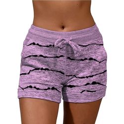 Boeyaa Yoga Shorts til kvinder Casual Stretch Shorts Stretch Tie Belt Yoga Wear grå/grå/blå 4XL