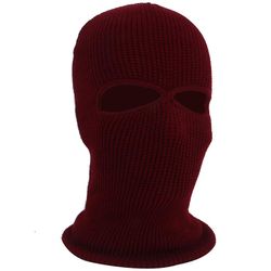 2 hul Balaclava hætte Cap Ski Vinter Fuld ansigtsmaske Hue Taktisk Hat Vin rød