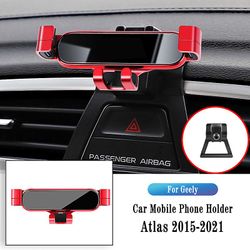 Biltelefonhållare för Geely Atlas Atlas X Por 2015-2022 Gravity Navigation Bracket Gps Stand Air Outlet Clip Roterbart stöd För Atlas 15-21