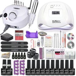 Qeen 35000 rpm Nail Art Kit Med 120w/54w Led Neglelampe 40/30/20/10 Farger Uv Polering Gel Polering Nail Art Kitcombo3