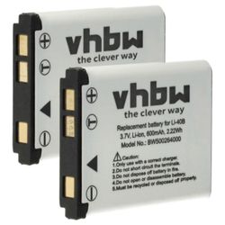 vhbw 2x akku yhteensopiva Bosch Nyon 2020, BUI275 kameran kanssa (600 mAh, 3,7 V, Li-Ion) ilman väriä/sisäistä akkua