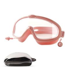 Yunshu Svømmebriller til børn HD anti-dug ørepropper i ét stykke Pink