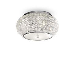 Ideal Lux Lighting Pasha 6 Lys Loft Flush Light Chrome, Krystal, E14